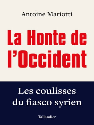 cover image of La Honte de l'Occident